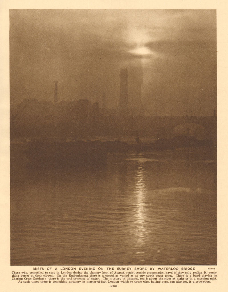 Mists of a London evening on the Surrey shore by Waterloo Bridge 1926 print